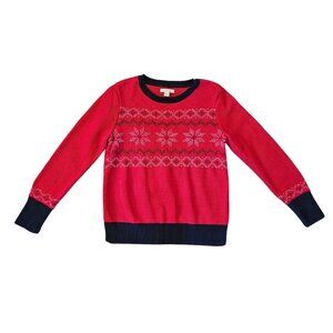 Nautica Christmas 100% Cotton Sweater Size M Red White and Blue